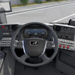 Digitales Cockpit im MAN Lion's City aus Fahrerperspektive.